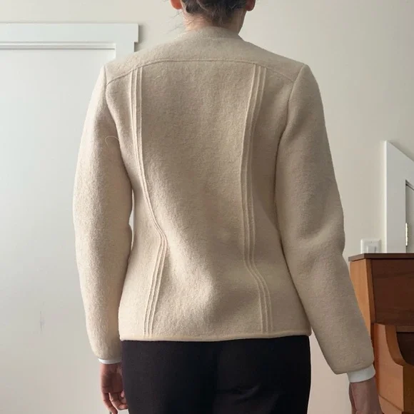 Vintage Geiger 100% boiled wool cardigan jacket in cream / ivory - Picture 3 of 8